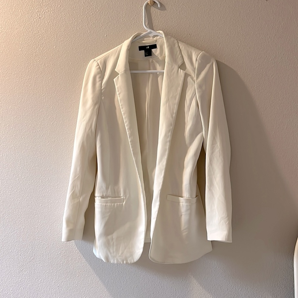 Cream White Blazer w/ Satin lining